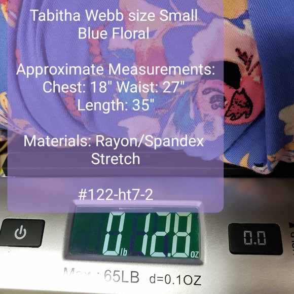 Tabitha Webb size Small Blue Floral Rayon Spandex Stretchy Dress - Picture 8 of 8